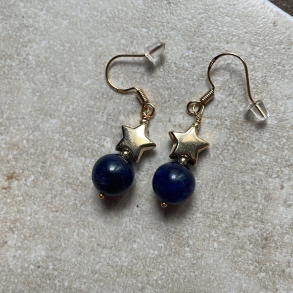 🌹 free w/purchase sterling silver lapis lazuli 9 mm gem stone 18k gold vermeil - Picture 4 of 15